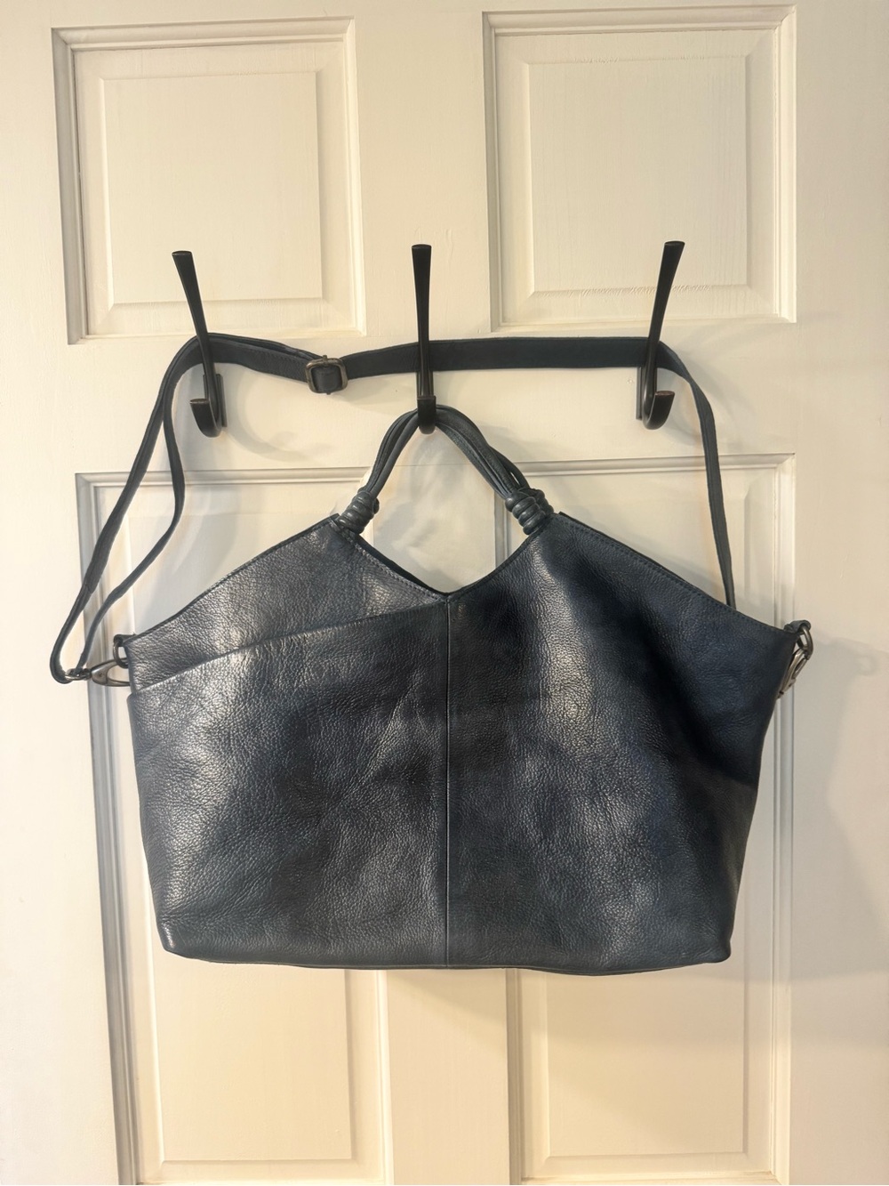 Latigo denim Blue Leather Tote with Removable Strap.. not navy - Picture 11 of 13